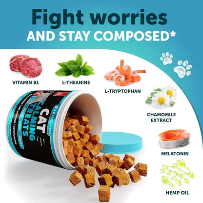 Hemp Cat Calming Treats for Stress & Anxiety Relief Cat & Kittens Melatonin