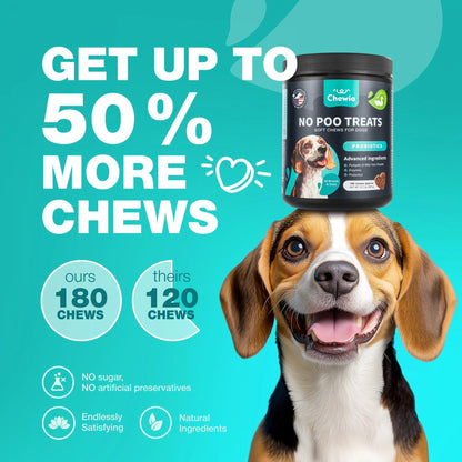 No Poo Chews for Dogs Coprophagia Deterrent for Dogs Forbid for Dogs Stool Eating Deterrent Dog Probiotics for Digestive Health Digestive Gut & Immune Health Treats No Poop Eating for Dogs